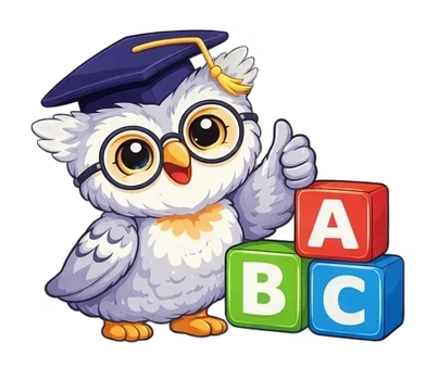 Marco the Owl with ABC blocks — Young Learners